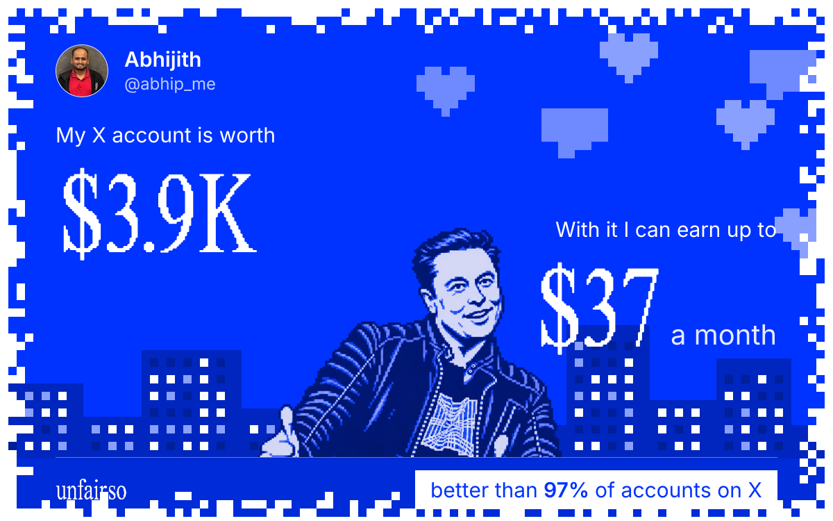 Abhijith's X account can earn up to $37 a month