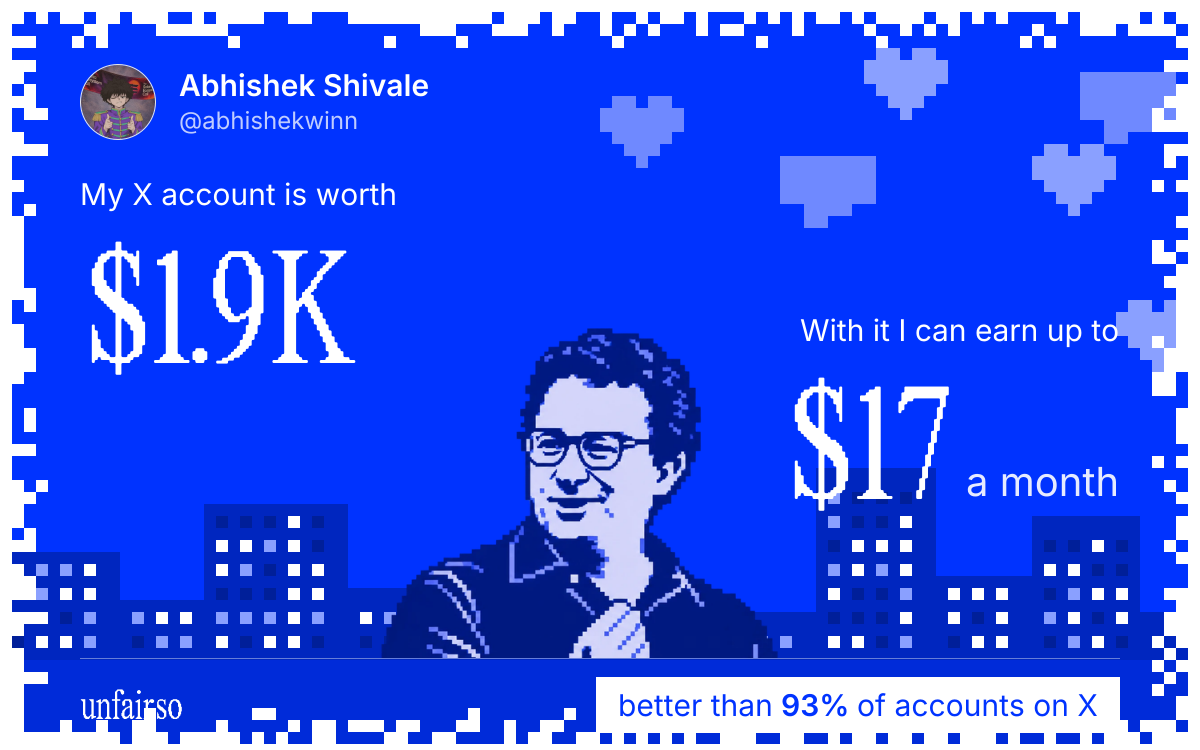 Abhishek Shivale's X account can earn up to $17 a month