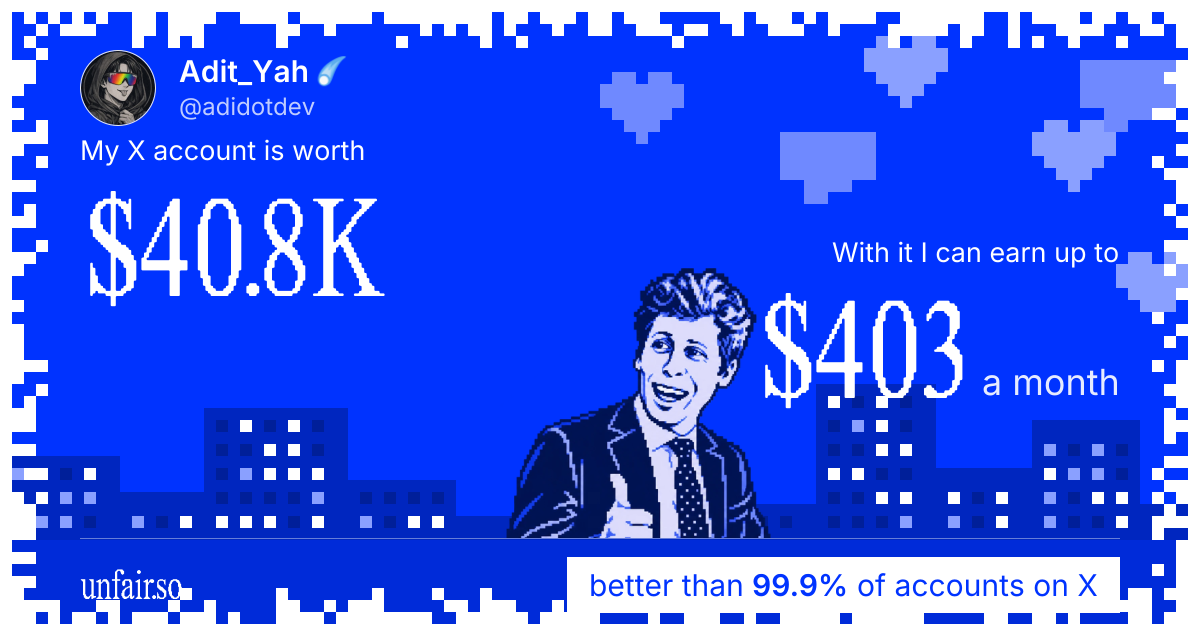 Adit_Yah ☄️'s X account can earn up to $403 a month