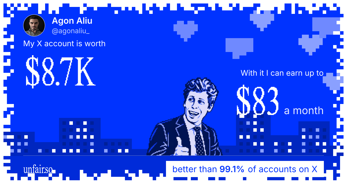 Agon Aliu's X account can earn up to $83 a month