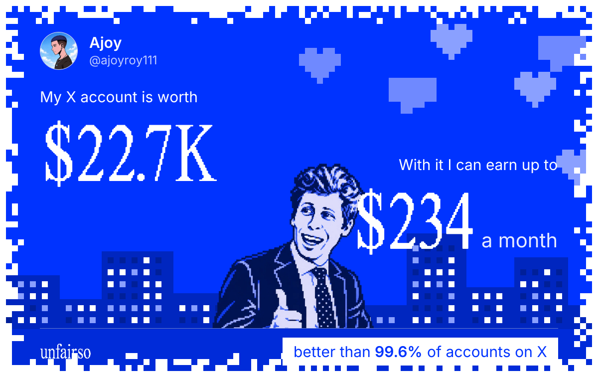Ajoy's X account can earn up to $234 a month