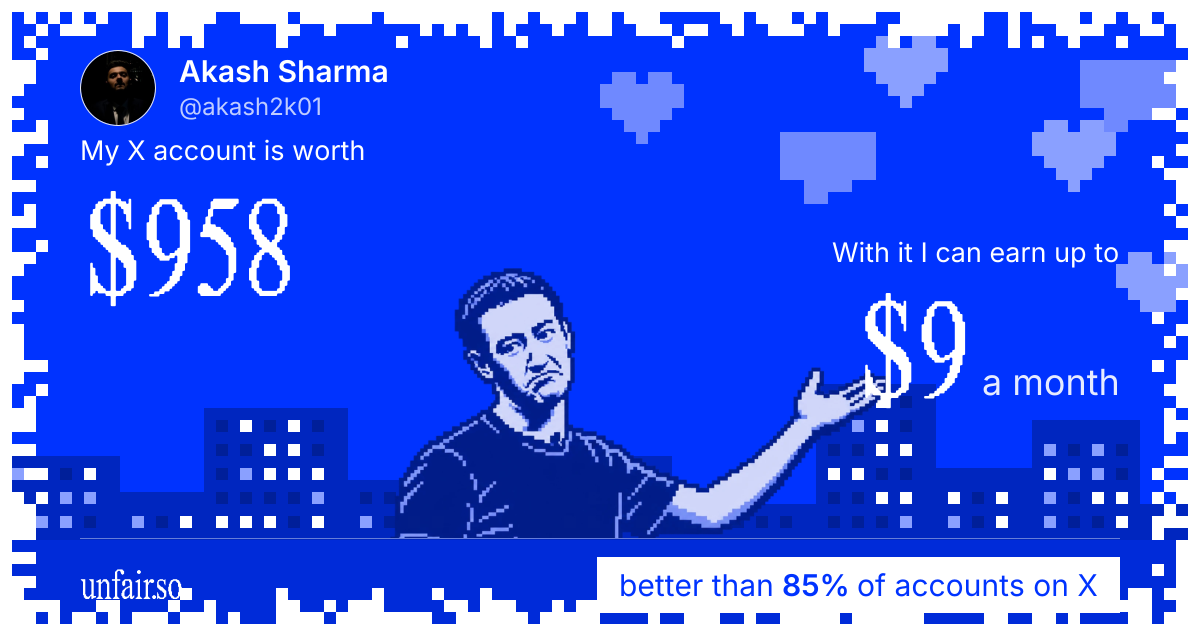 Akash Sharma's X account can earn up to $9 a month