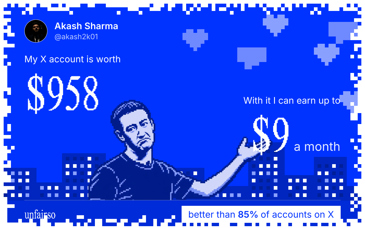 Akash Sharma's X account can earn up to $9 a month