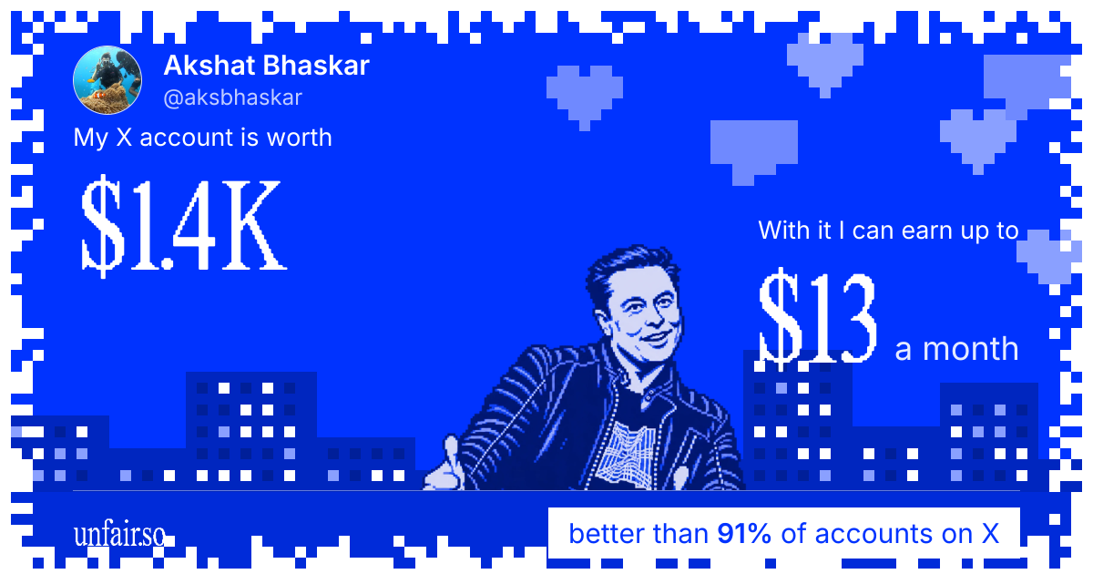 Akshat Bhaskar's X account can earn up to $13 a month