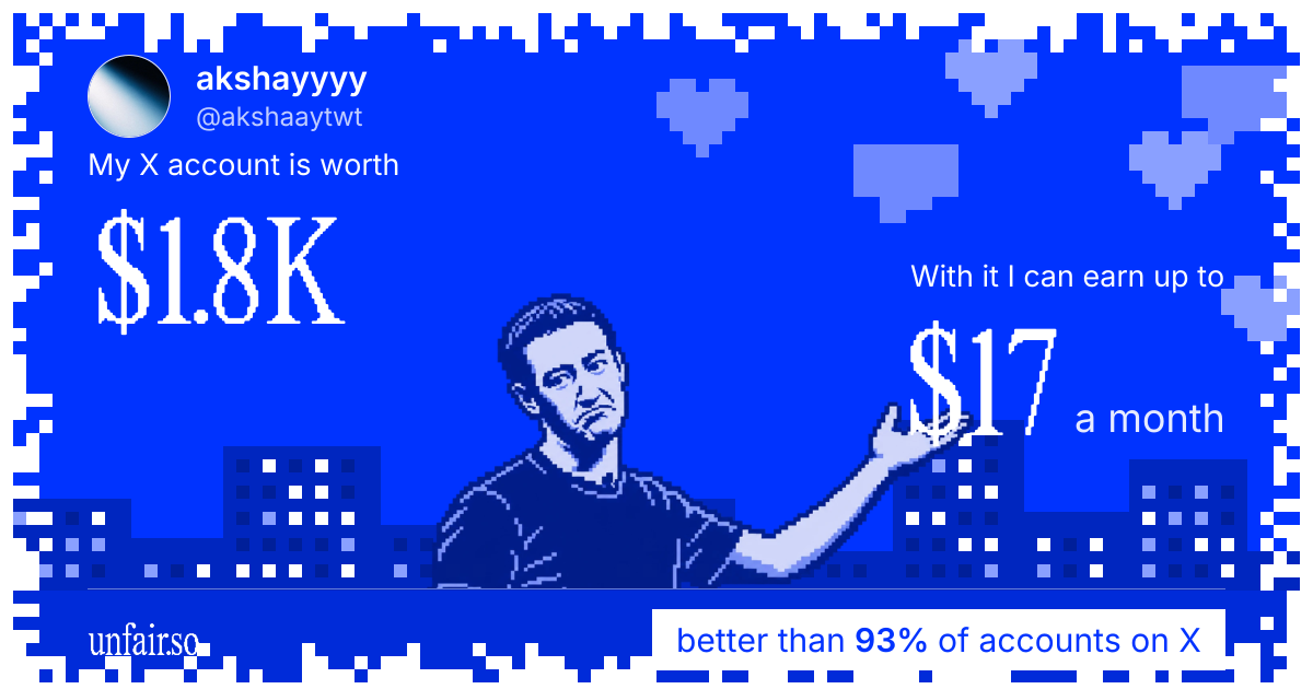 akshayyyy's X account can earn up to $17 a month