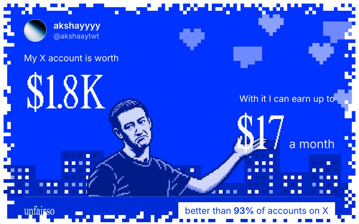 akshayyyy's X account can earn up to $17 a month