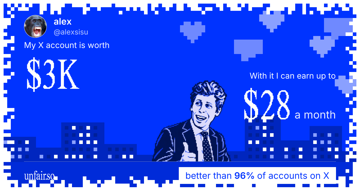 alex's X account can earn up to $28 a month