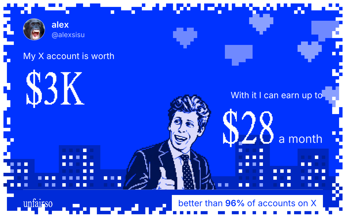 alex's X account can earn up to $28 a month