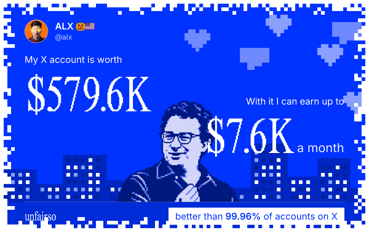 ALX ๐๐บ๐ธ's X account can earn up to $7.6K a month