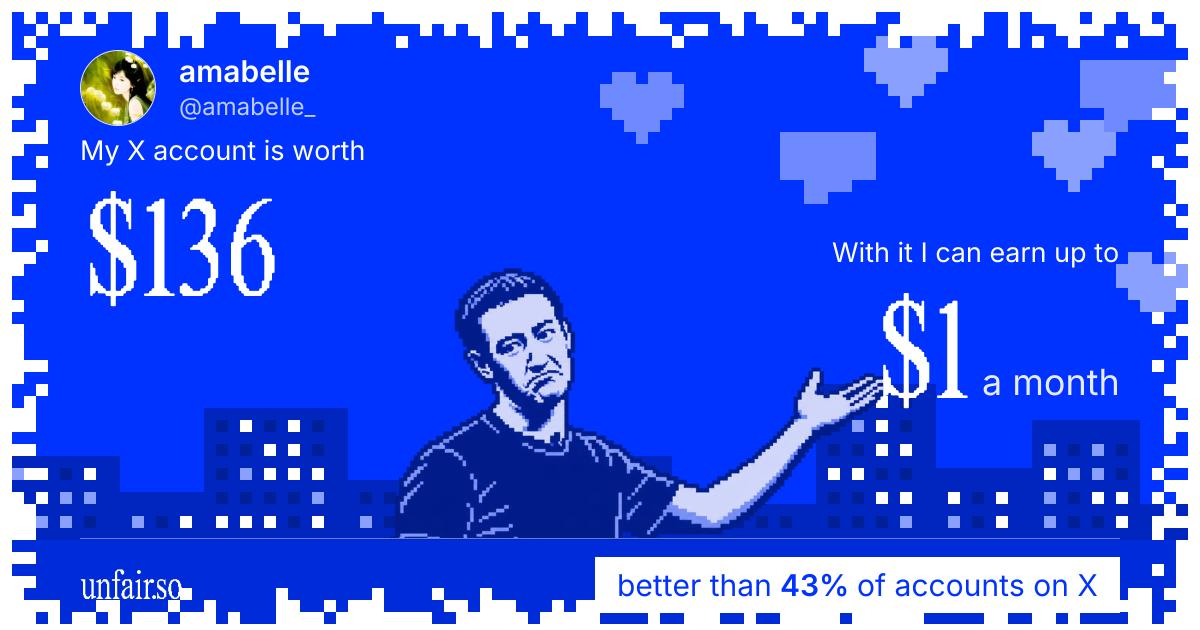 amabelle's X account can earn up to $1 a month