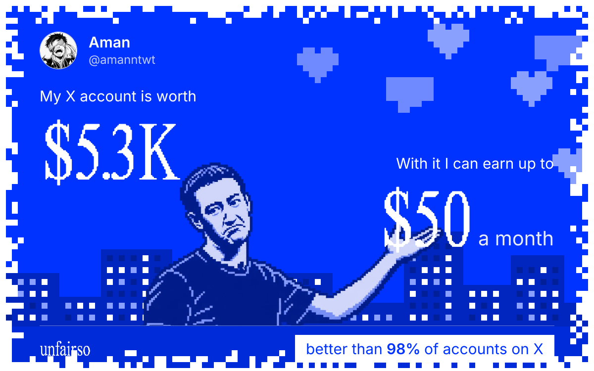 Aman's X account can earn up to $50 a month