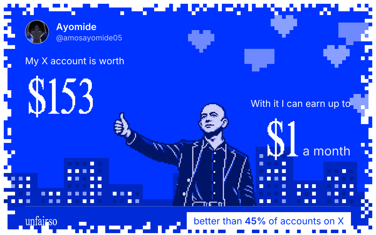 Ayomide's X account can earn up to $1 a month