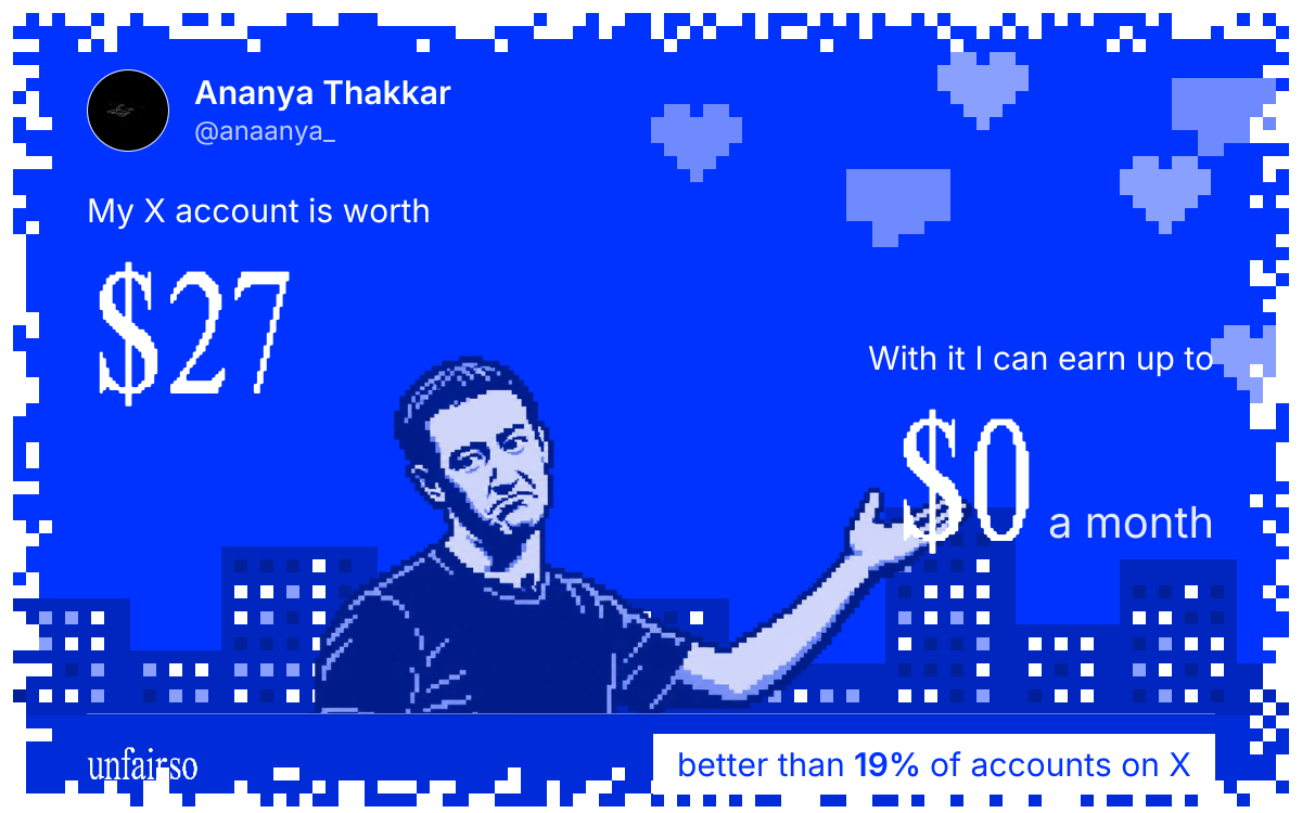 Ananya Thakkar's X account can earn up to $0 a month