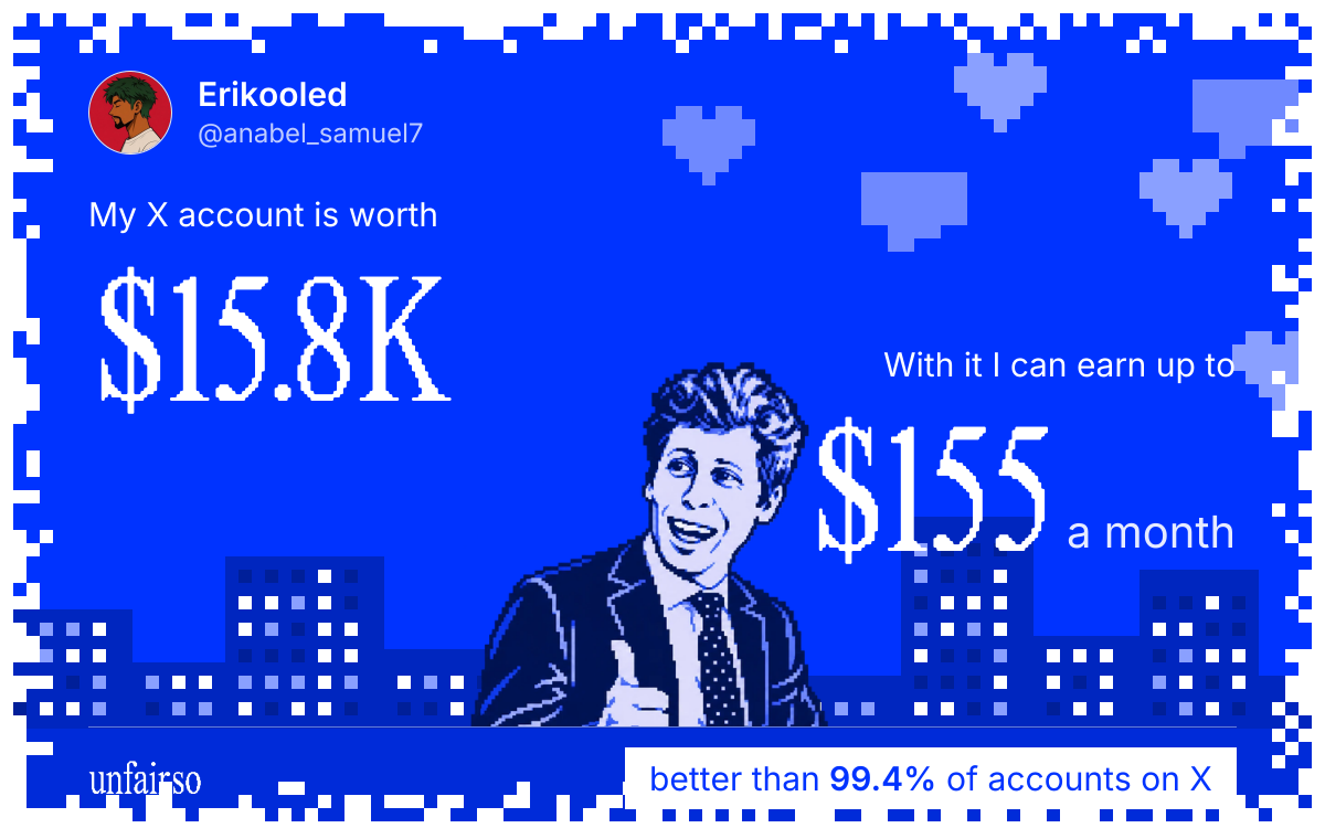 Erikooled's X account can earn up to $155 a month
