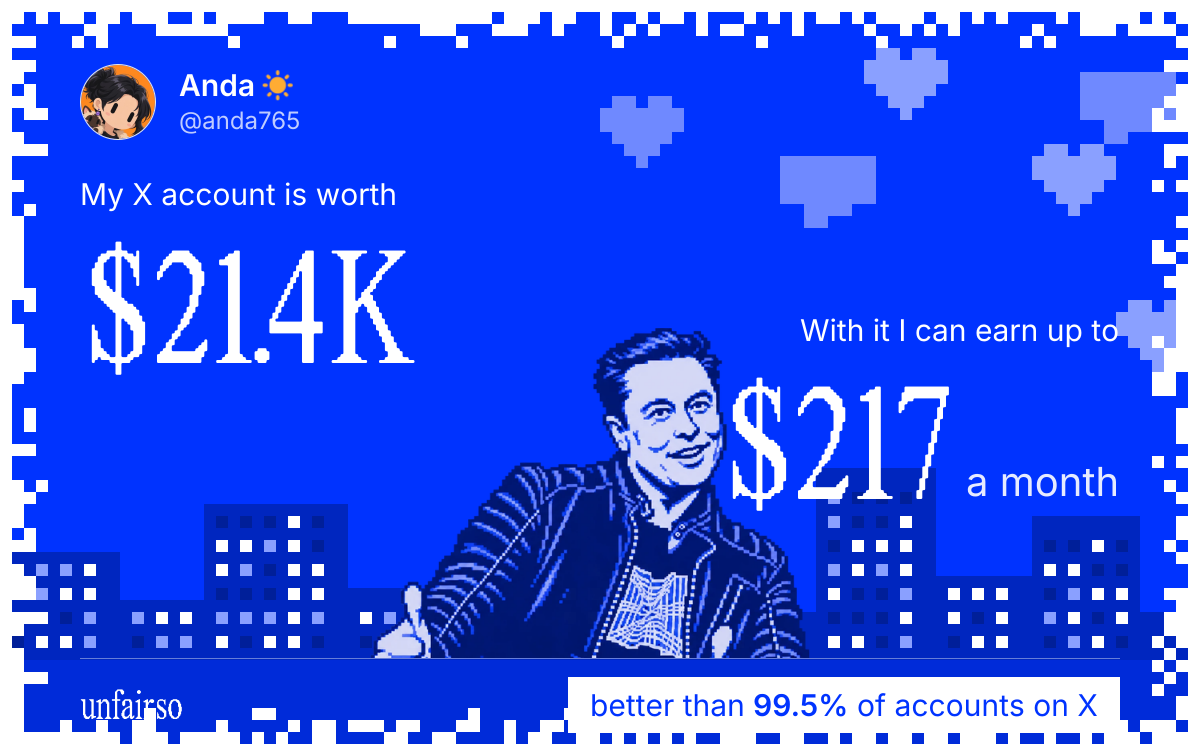 Anda ☀️'s X account can earn up to $217 a month