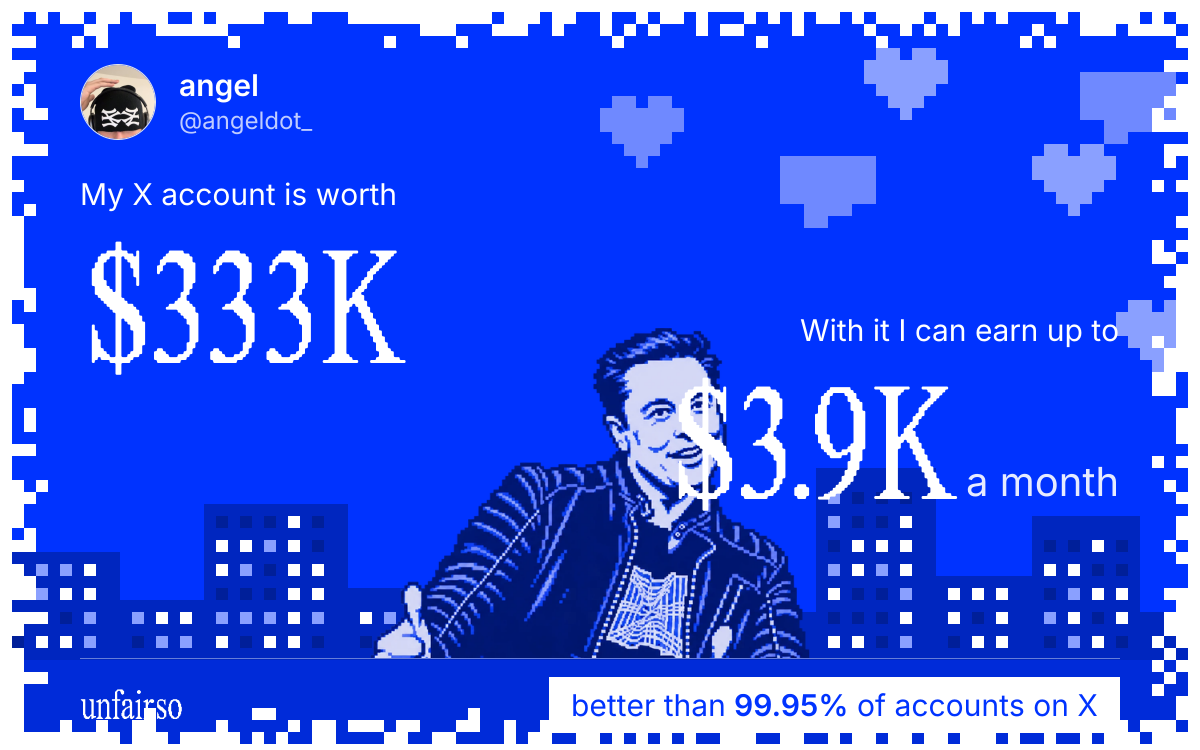 angel's X account can earn up to $3.9K a month