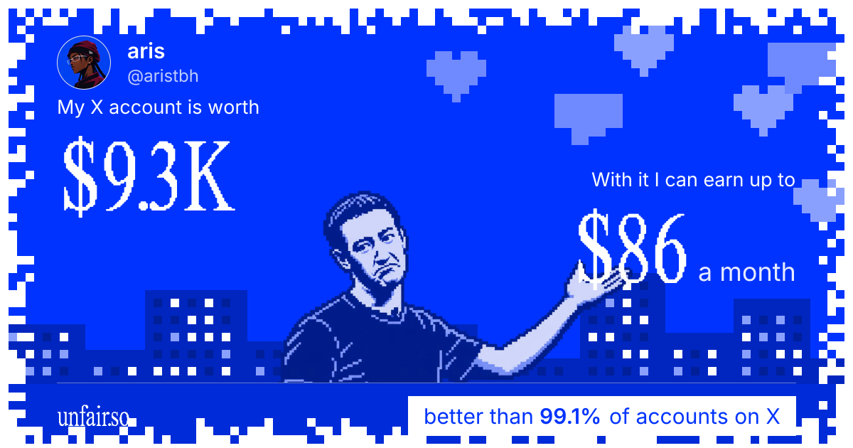 aris's X account can earn up to $86 a month