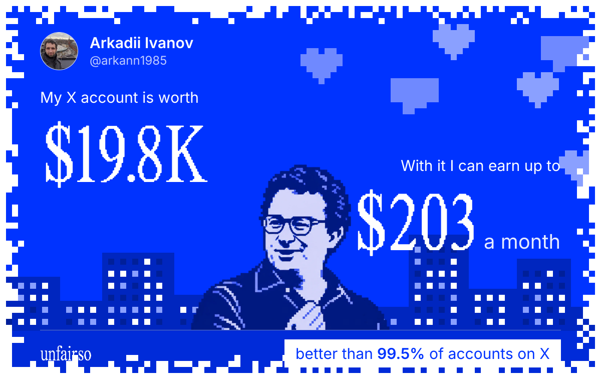 Arkadii Ivanov's X account can earn up to $203 a month