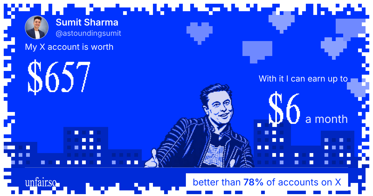 Sumit Sharma's X account can earn up to $4 a month