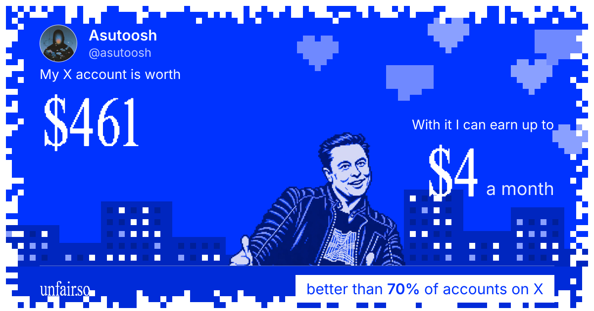 Asutoosh's X account can earn up to $4 a month
