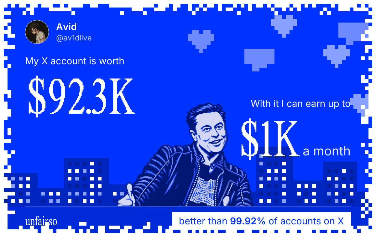 Avid's X account can earn up to $1K a month