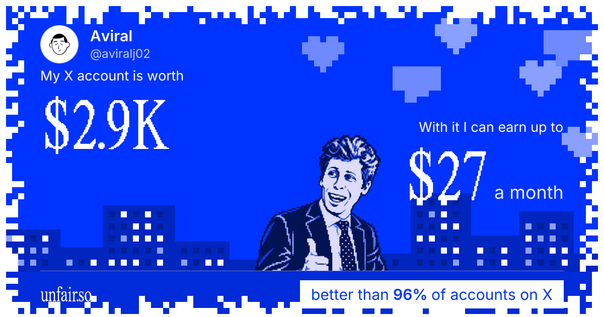 Aviral's X account can earn up to $27 a month