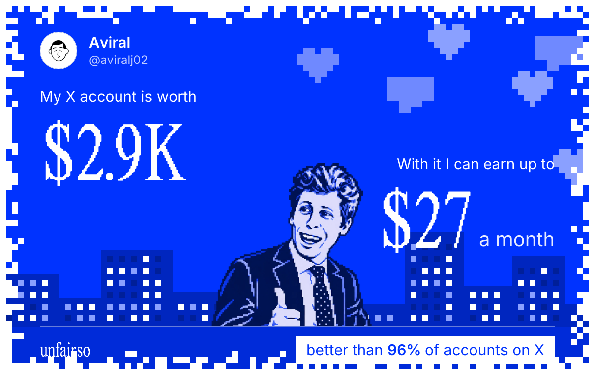 Aviral's X account can earn up to $27 a month