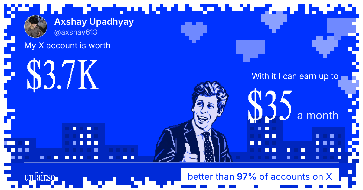 Axshay Upadhyay's X account can earn up to $35 a month