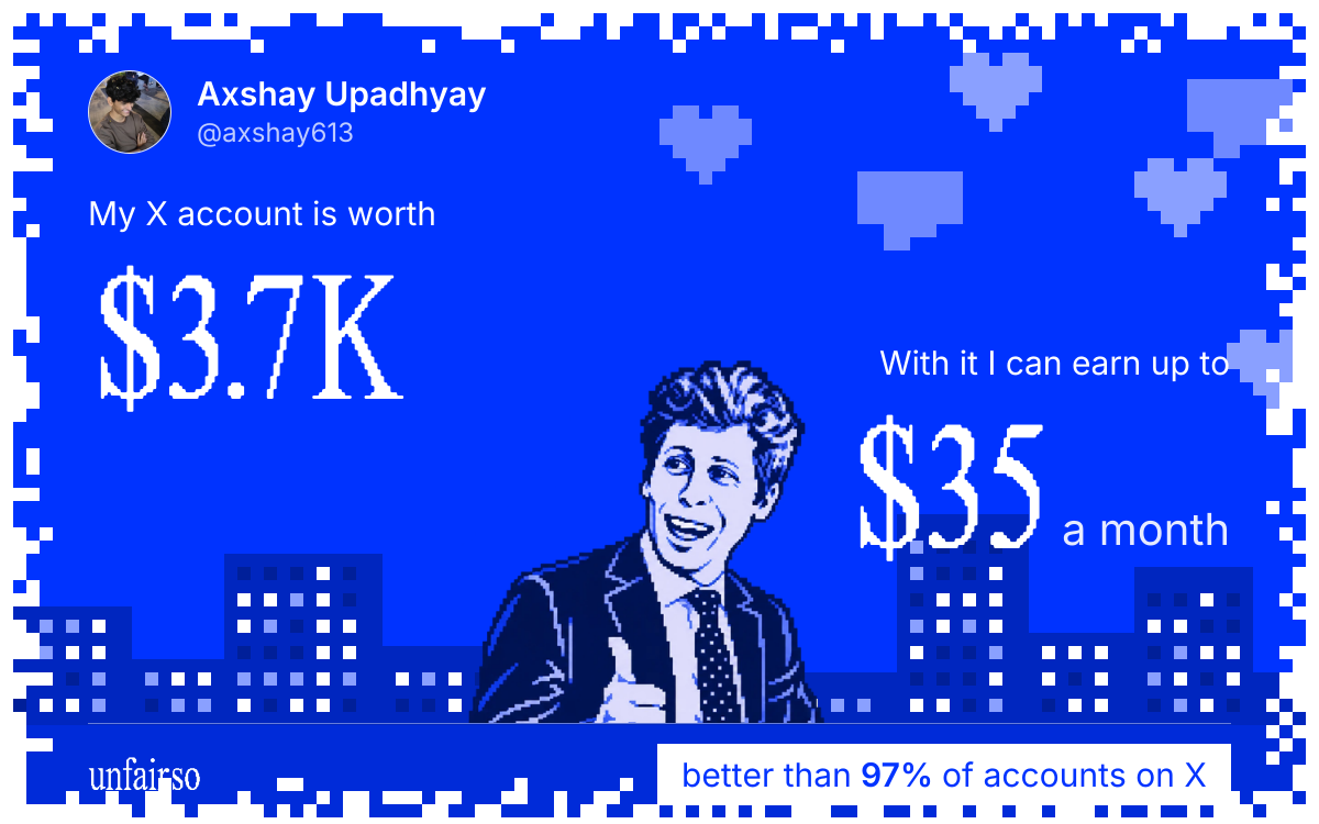 Axshay Upadhyay's X account can earn up to $35 a month
