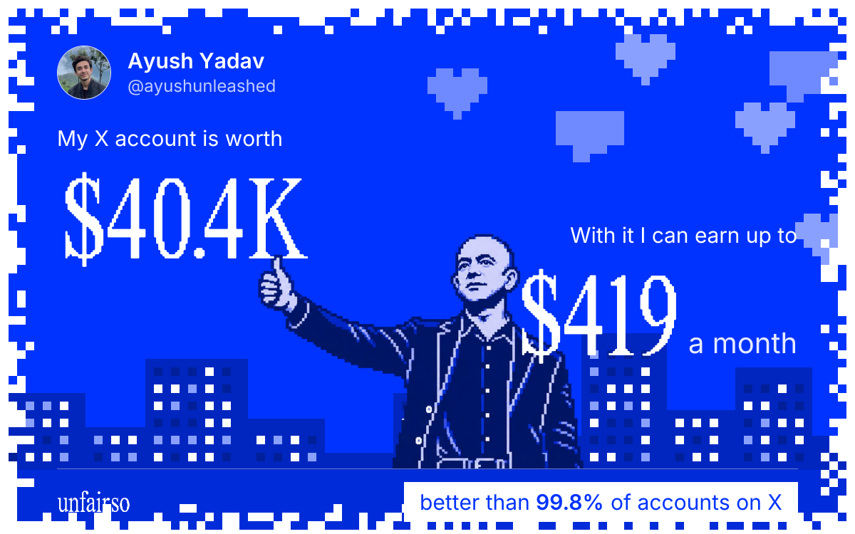 Ayush Yadav's X account can earn up to $419 a month