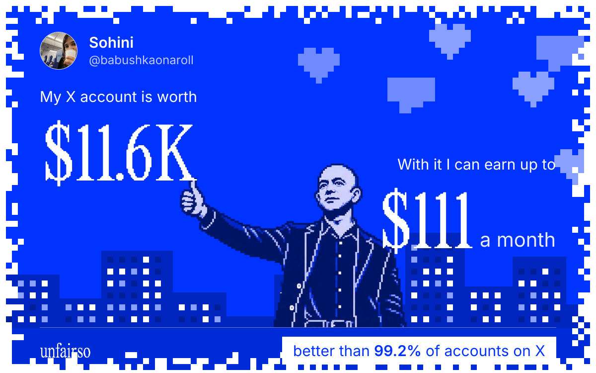 Sohini's X account can earn up to $111 a month