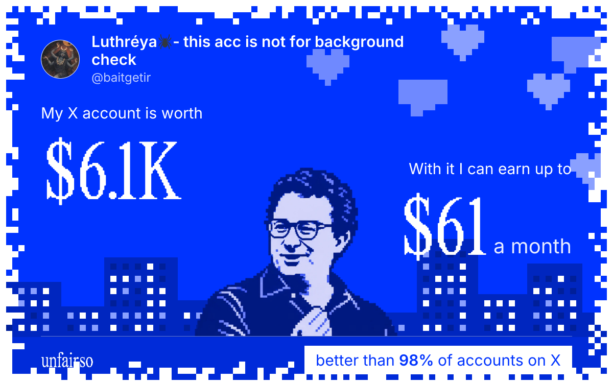 Luthrรฉya๐ท- this acc is not for background check's X account can earn up to $61 a month