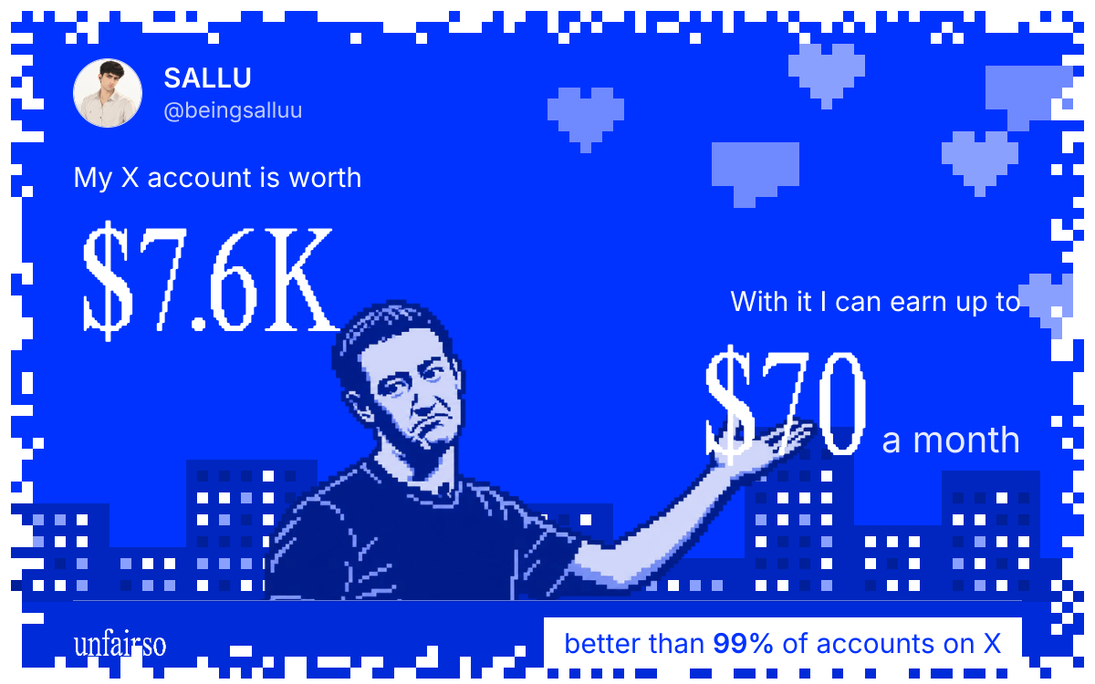 SALLU's X account can earn up to $70 a month