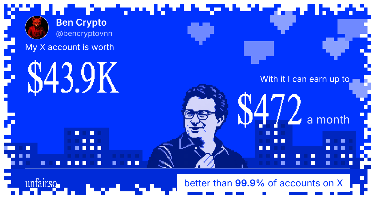 Ben Crypto's X account can earn up to $472 a month