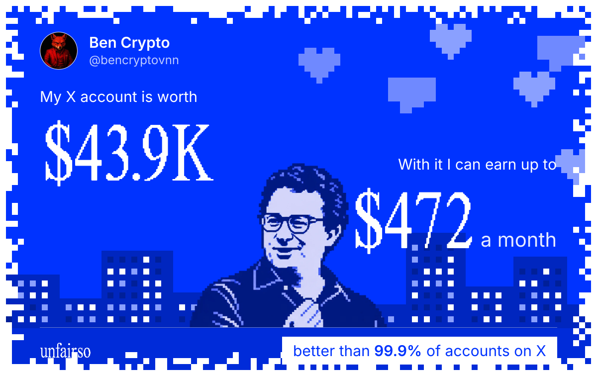 Ben Crypto's X account can earn up to $472 a month