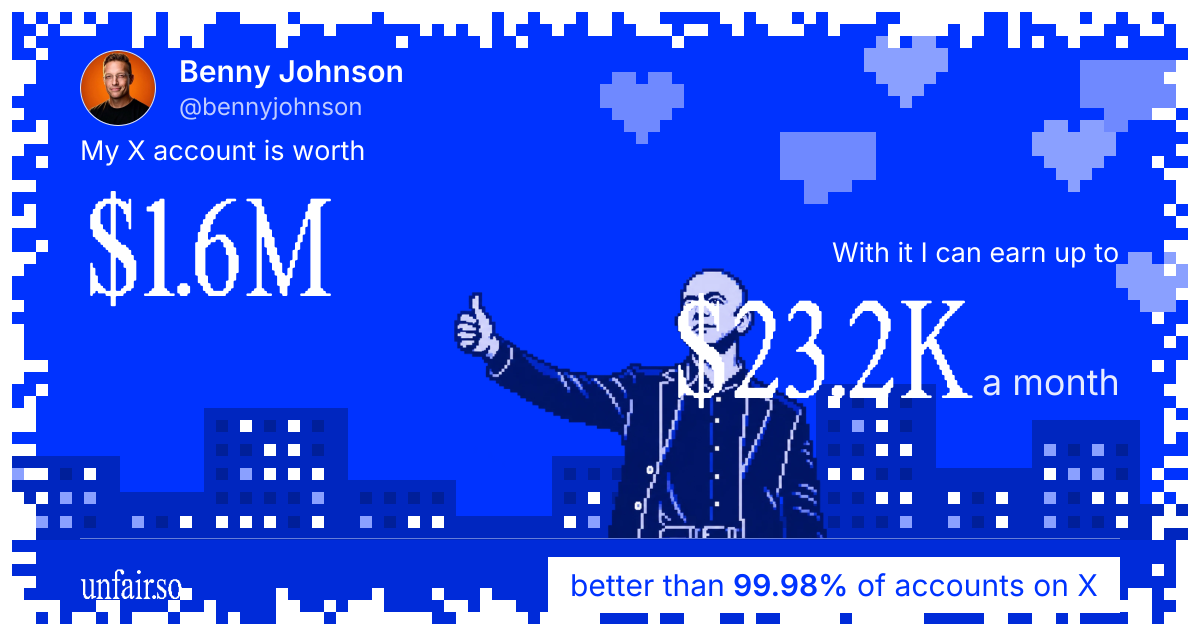 Benny Johnson's X account can earn up to $23.2K a month