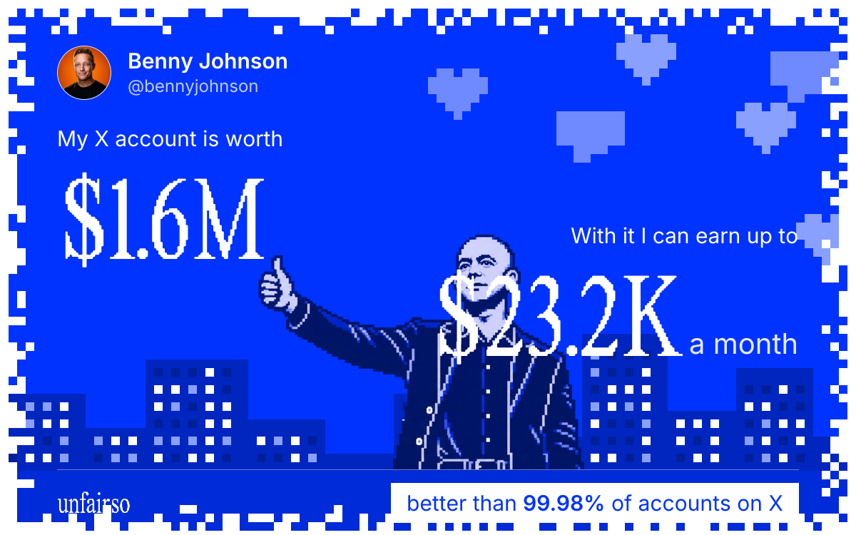 Benny Johnson's X account can earn up to $23.2K a month