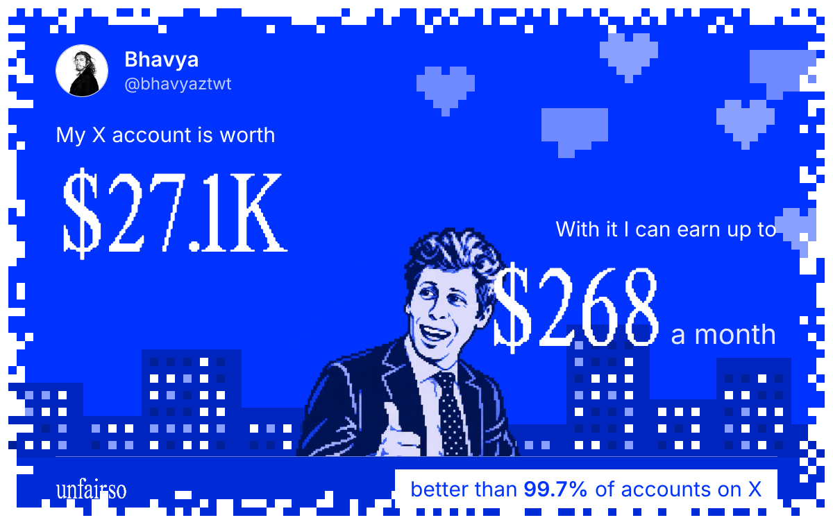 Bhavya's X account can earn up to $268 a month