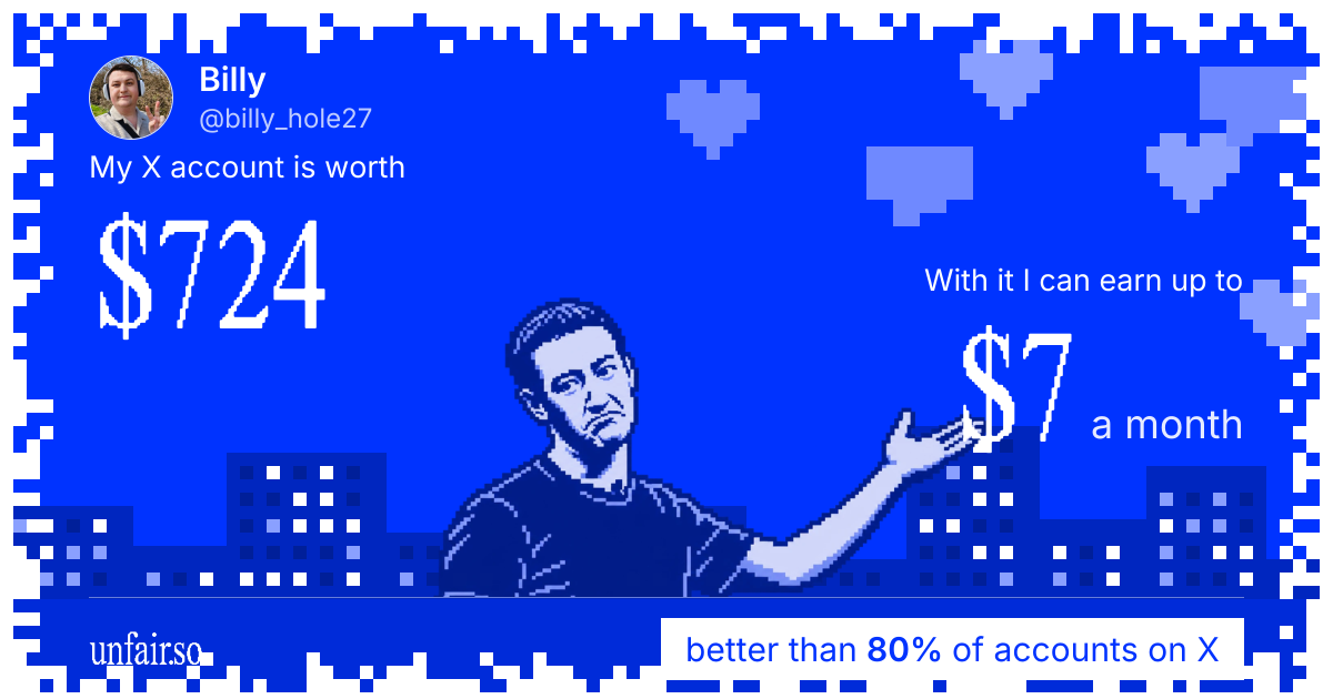 Billy's X account can earn up to $7 a month