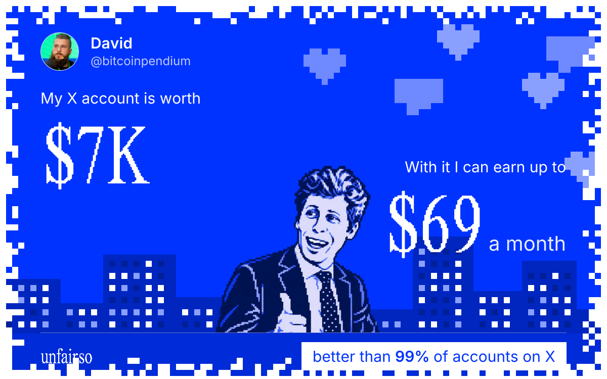 David's X account can earn up to $69 a month