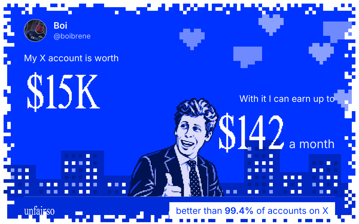 Boi's X account can earn up to $142 a month