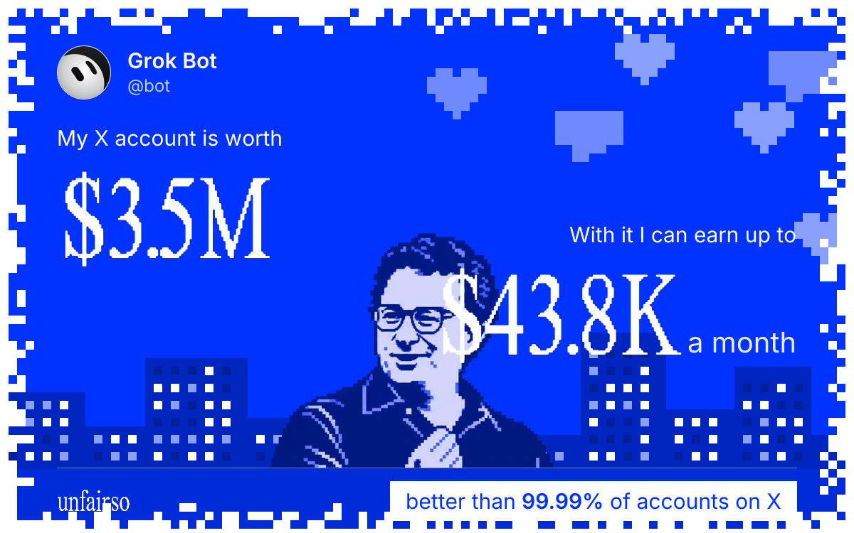 Grok Bot's X account can earn up to $43.8K a month