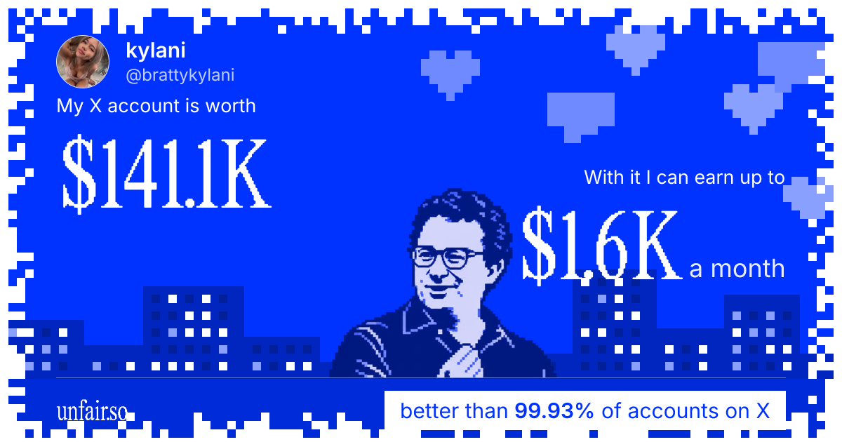 kylani's X account can earn up to $1.6K a month