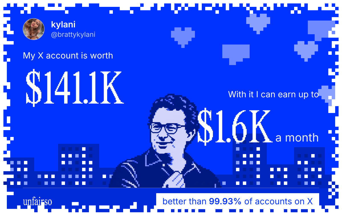 kylani's X account can earn up to $1.6K a month