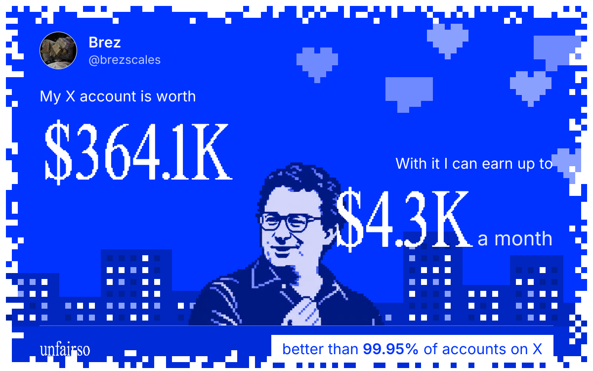 Brez's X account can earn up to $4.3K a month