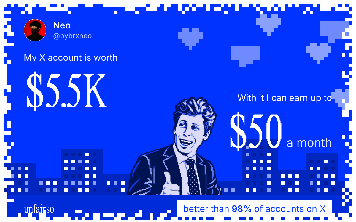 Neo's X account can earn up to $50 a month