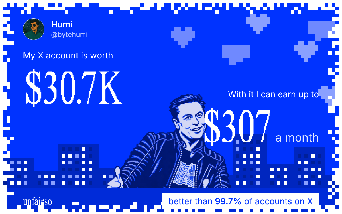 Humi's X account can earn up to $307 a month