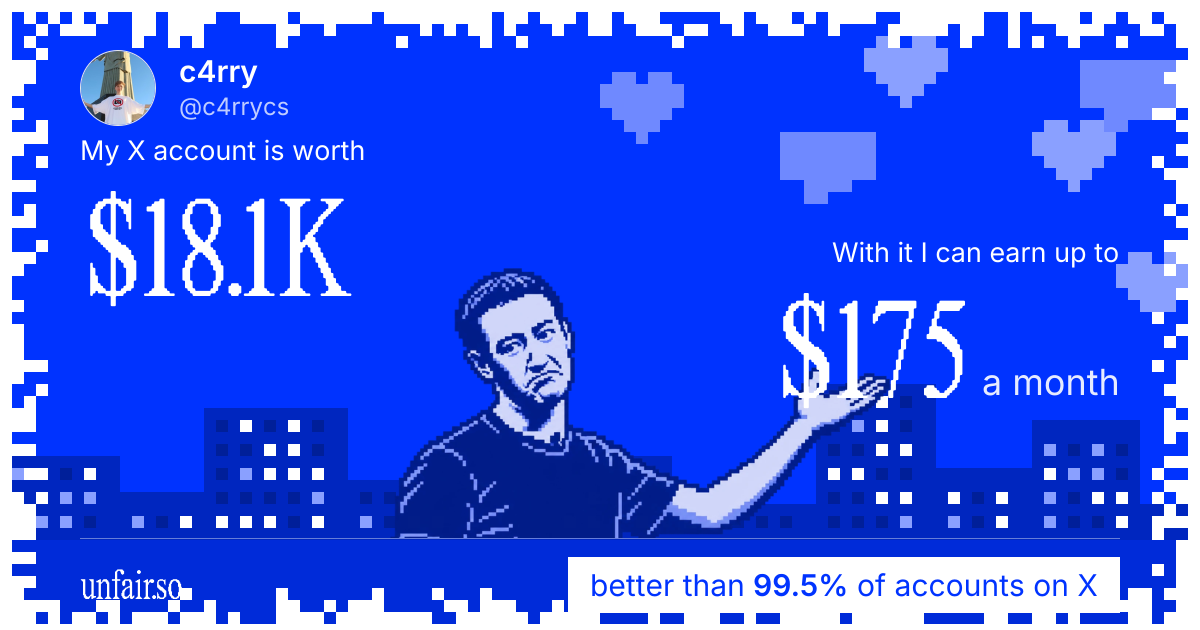 c4rry's X account can earn up to $175 a month