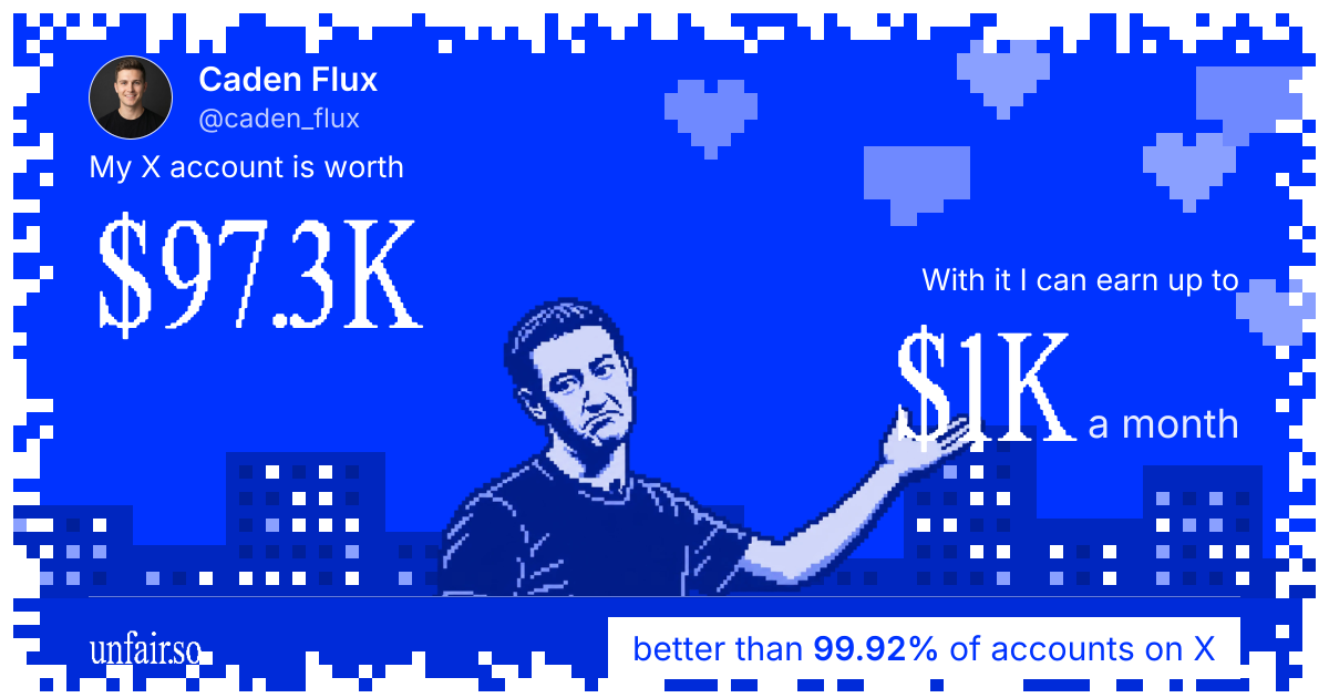Caden Flux's X account can earn up to $1K a month
