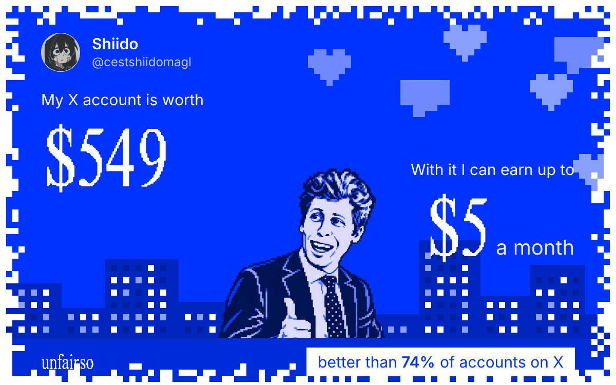 Shiido's X account can earn up to $5 a month